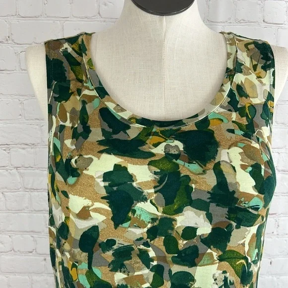 LOGO by Lori Goldstein Printed Lace Trim Tank Top Size 1X - Picture 5 of 9